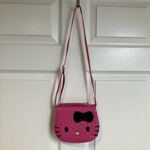 Hello Kitty Clutch Purses Small Bag With Extra Strap (3) Gold Pink White 7” X 7” - Picture 9 of 12